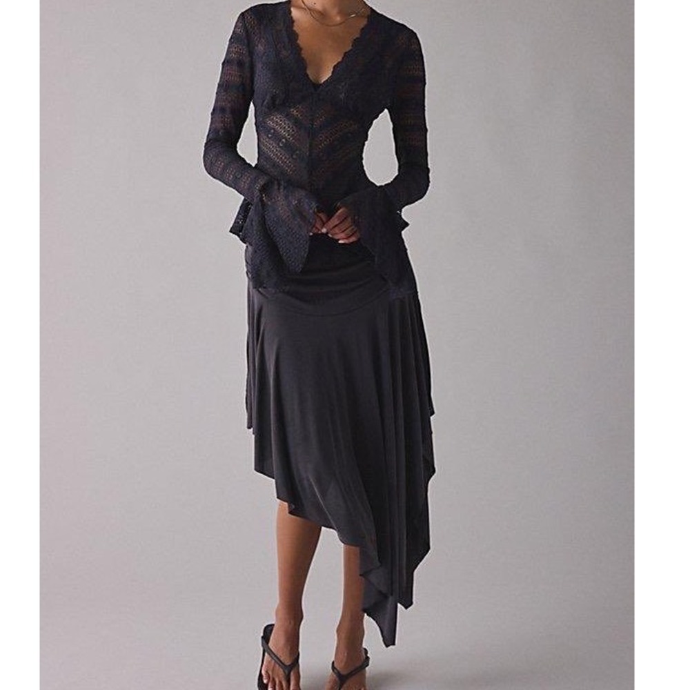 Kimchi Blue Urban Outfitters Black Sheer Lace Bell Sleeve whimsy Pirate goth yy